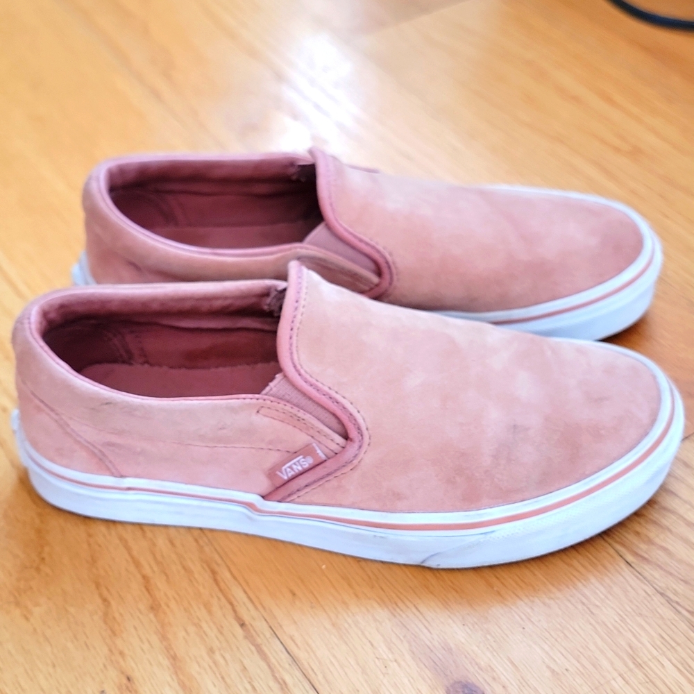 VANS pink suede slip ons size 8 Womens or 6.5 Mens